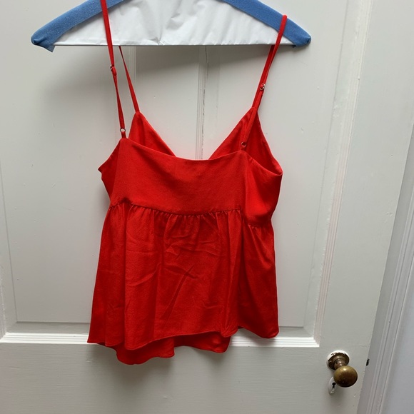 Madewell Red/Orange Silk Tie Front Tank Top Size 2 - Picture 2 of 4